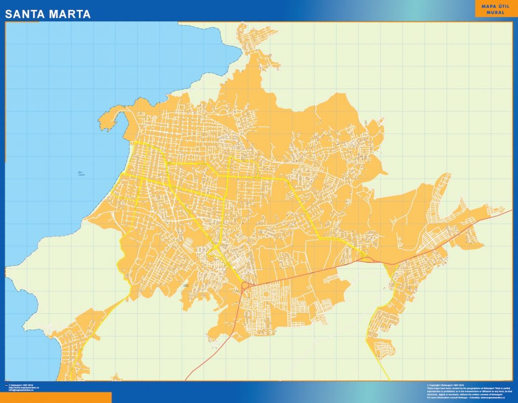 Mapa de Santa Marta en Colombia
