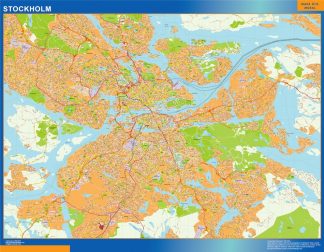 Mapa de Stockholm en Suecia enmarcado plastificado