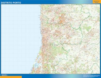 Mapa distrito Porto enmarcado plastificado