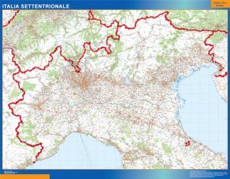 Mapa norte Italia carreteras enmarcado plastificado