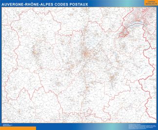 Mapa región Auvergne Rhone Alpes postal