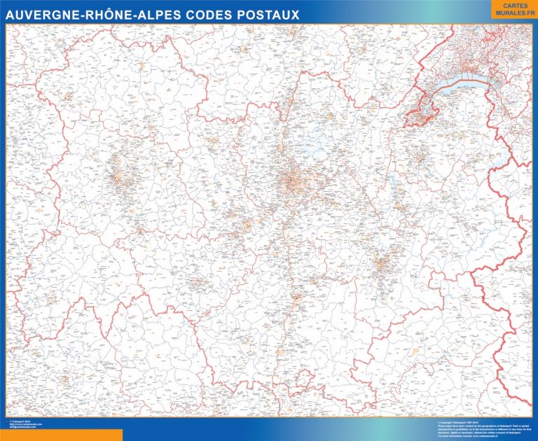 Mapa región Auvergne-Rhone-Alpes postal