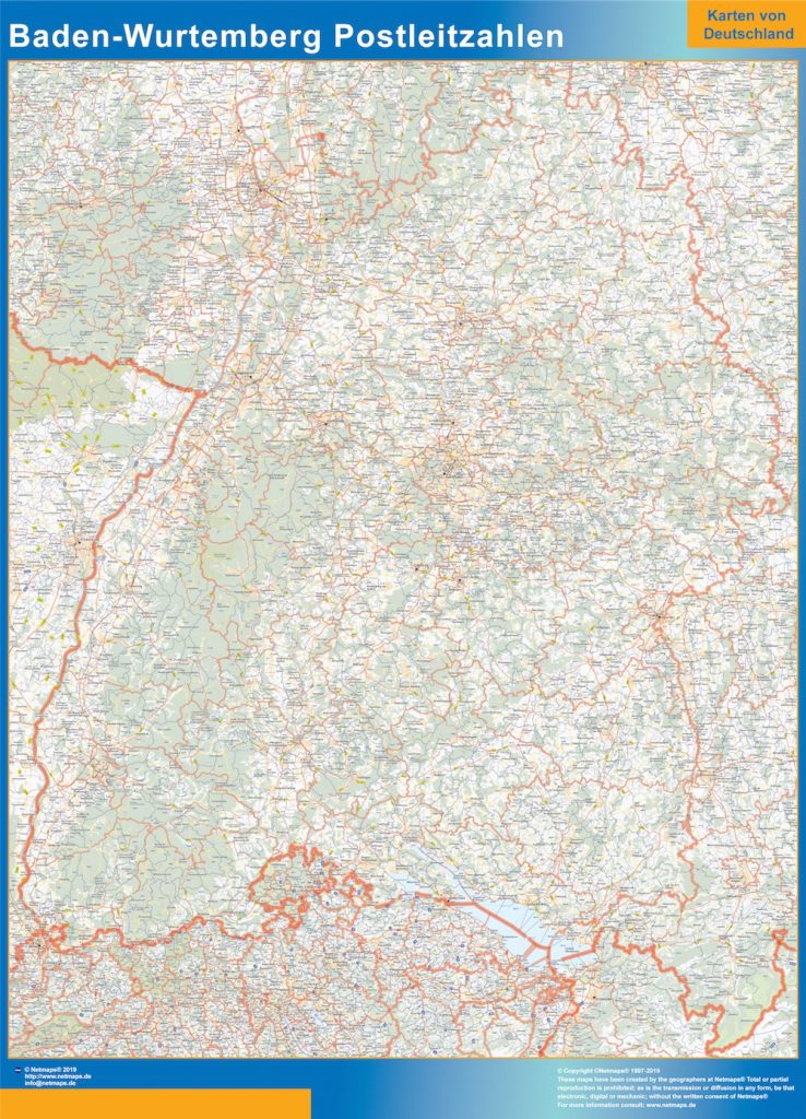 Mapa región Baden-Wurtemberg codigos postales
