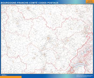 Mapa región Bourgogne Franche Comte postal enmarcado plastificado