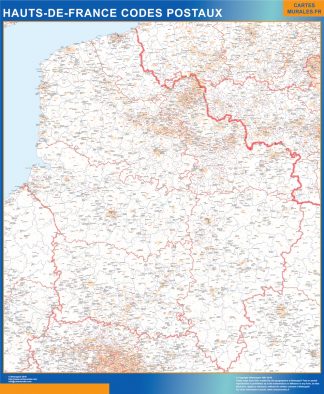 Mapa región Hauts de France postal enmarcado plastificado