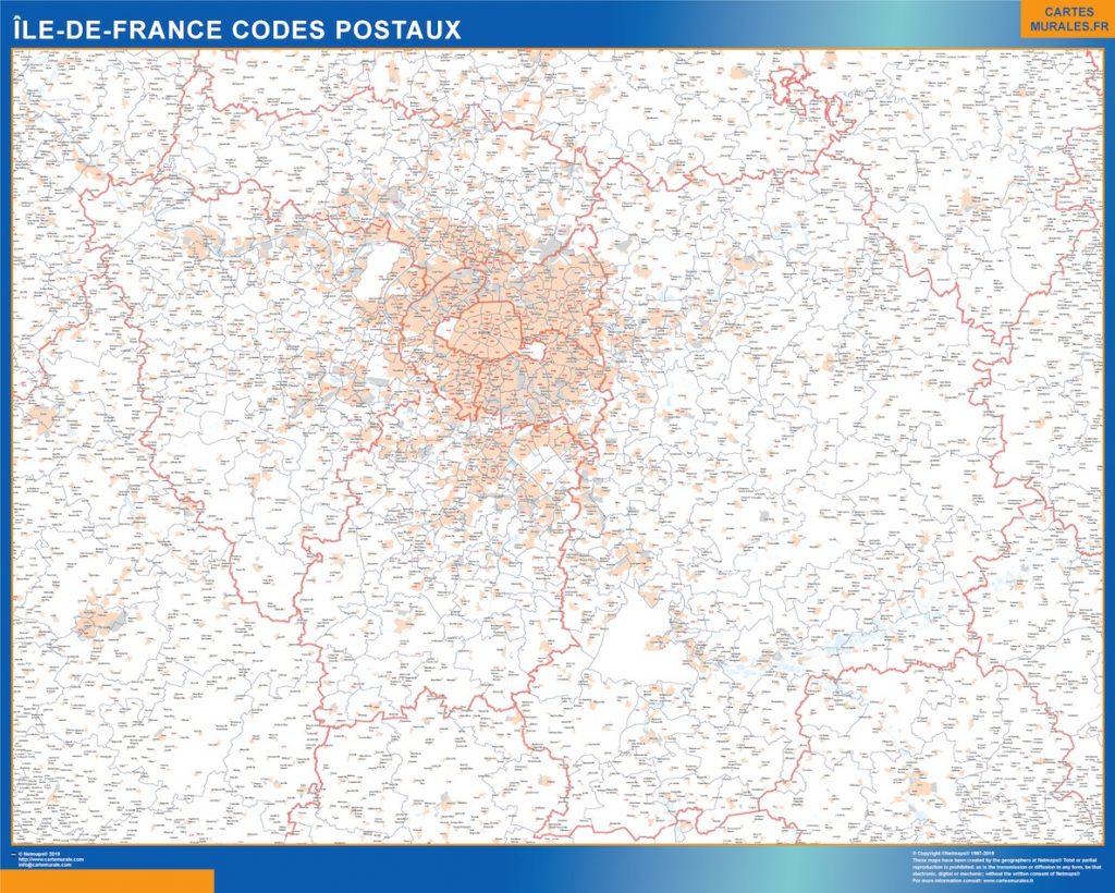 Mapa región Ile de France postal