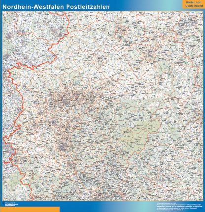 Mapa región Nordrhein Westfalen codigos postales
