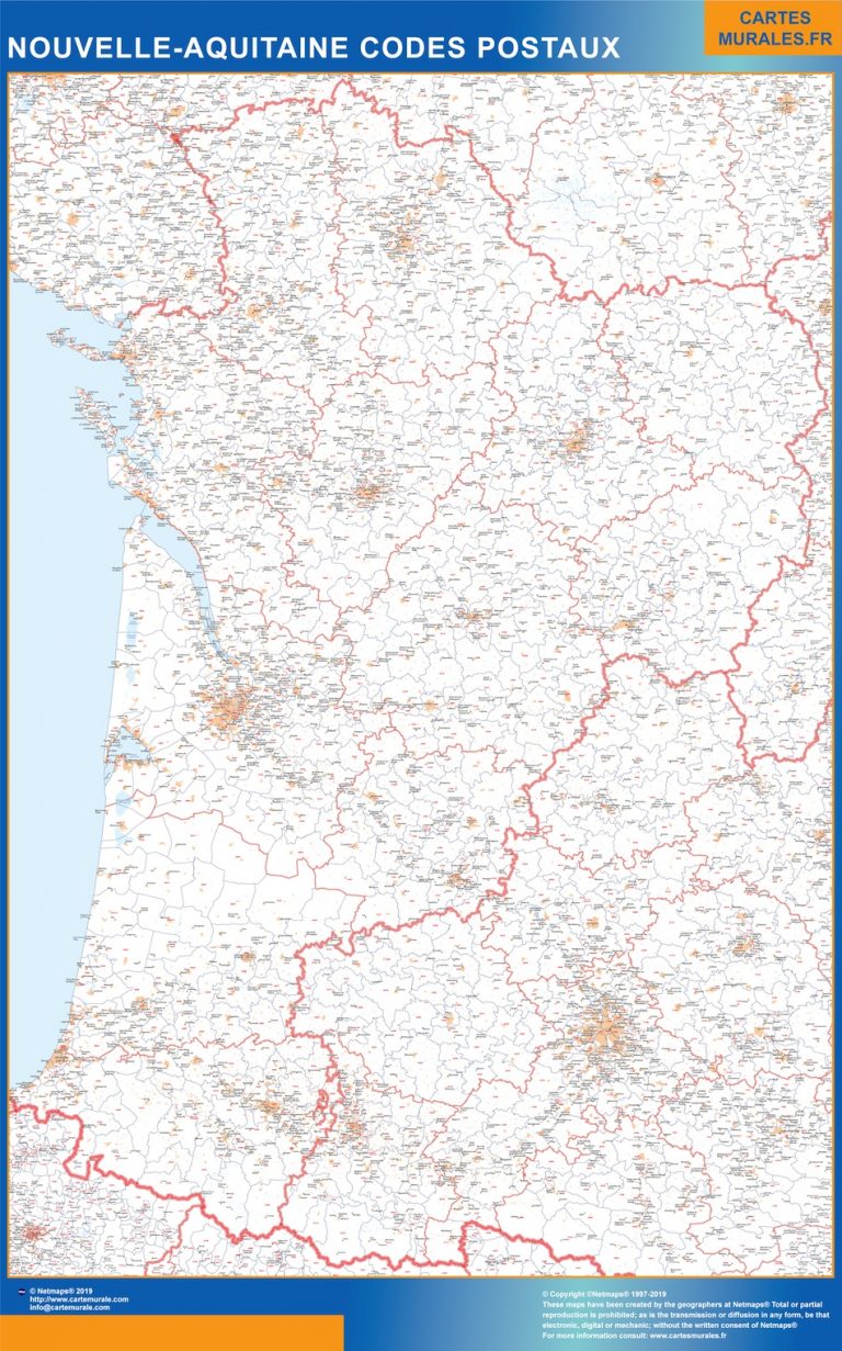 Mapa región Nouvelle Aquitaine postal