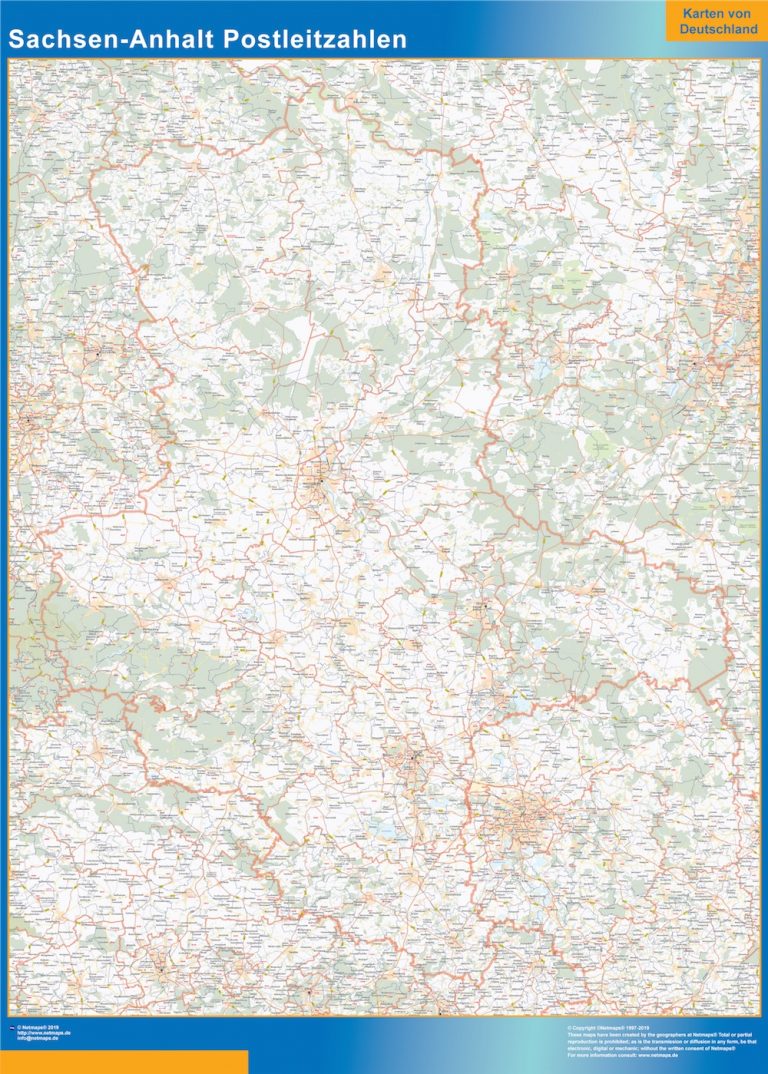 Mapa región Sachsen-Anhalt codigos postales