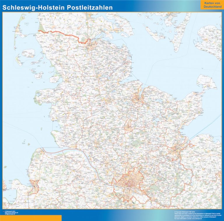 Mapa región Schleswig-Holstein codigos postales
