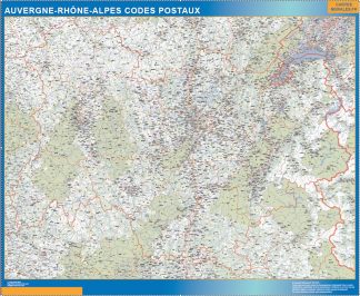 Región Auvergne-Rhone-Alpes codigos postales enmarcado plastificado